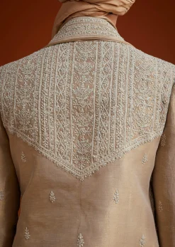 Faun Sherwani Set With Dori And Thread Embroidery