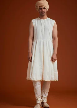 Faun Sherwani Set With Dori And Thread Embroidery