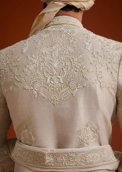 Faun Sherwani Set With Dori And Resham Work