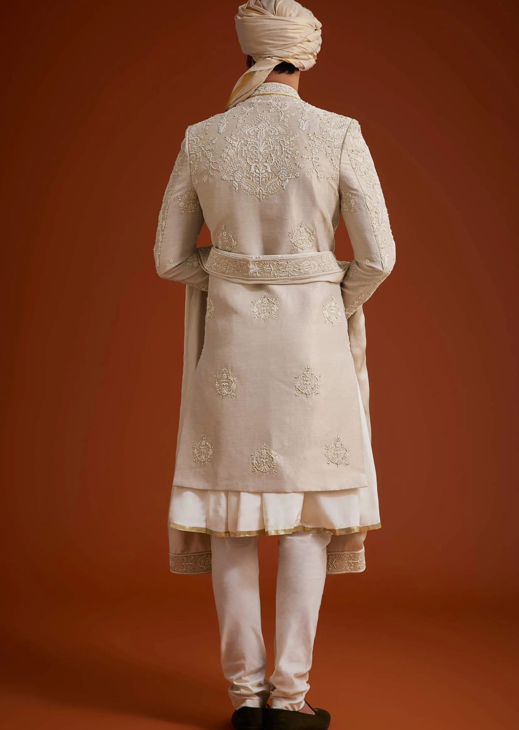 Faun Sherwani Set With Dori And Resham Work