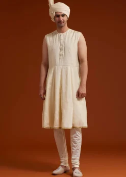 Faun Sherwani Set With Zardosi And Butti Work