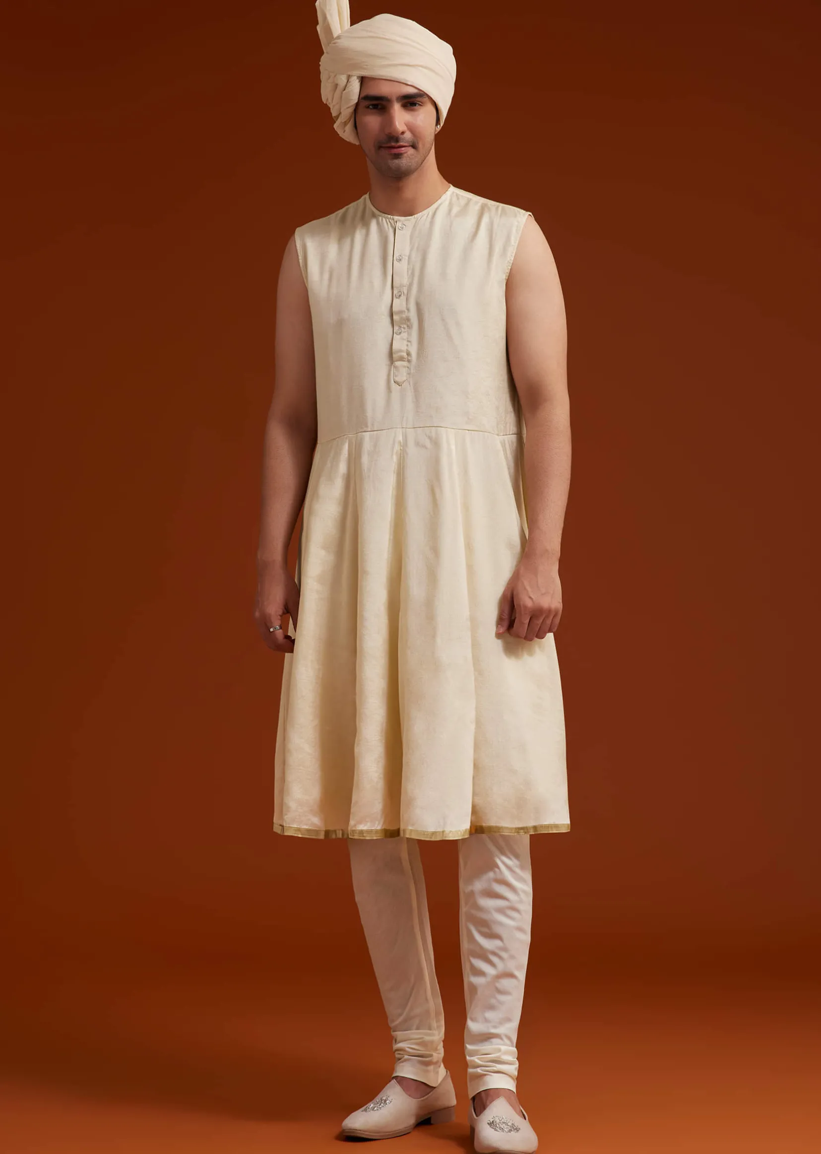 Faun Sherwani Set With Zardosi And Butti Work