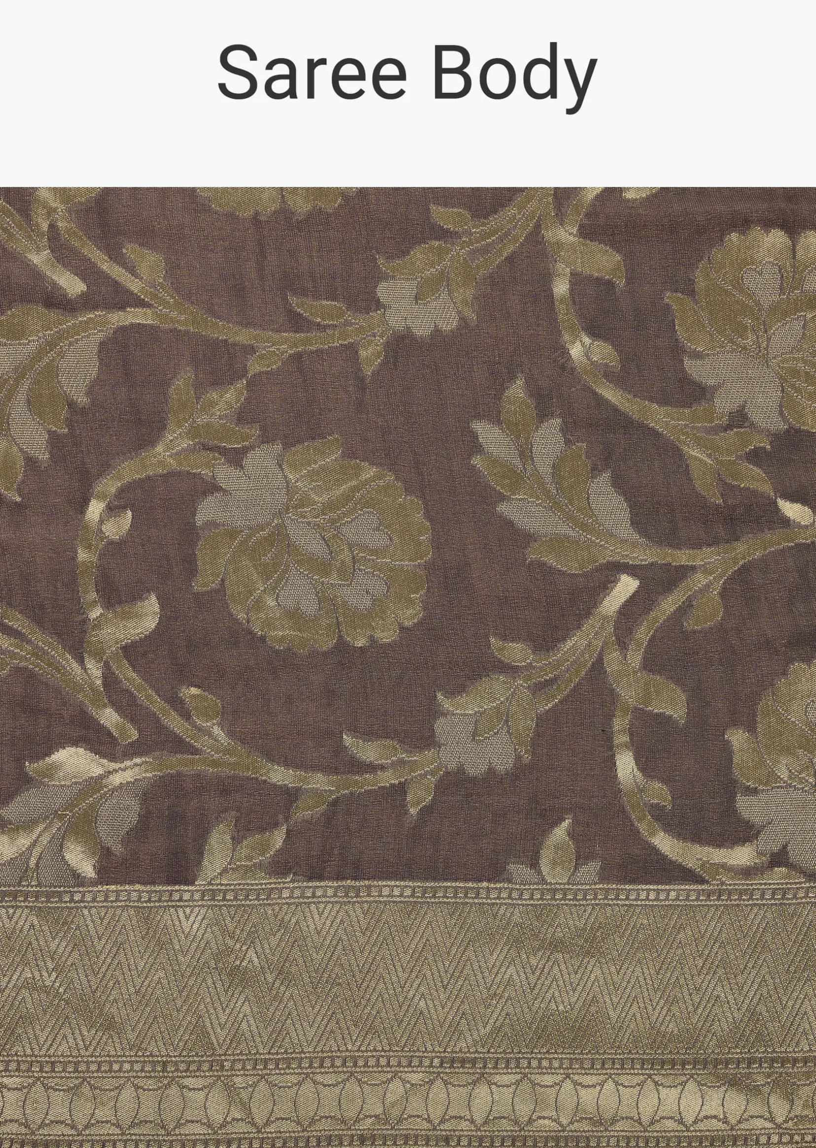 Fog Grey Saree In Tissue Georgette With Banarasi Zari Weave And An Unstitched Blouse