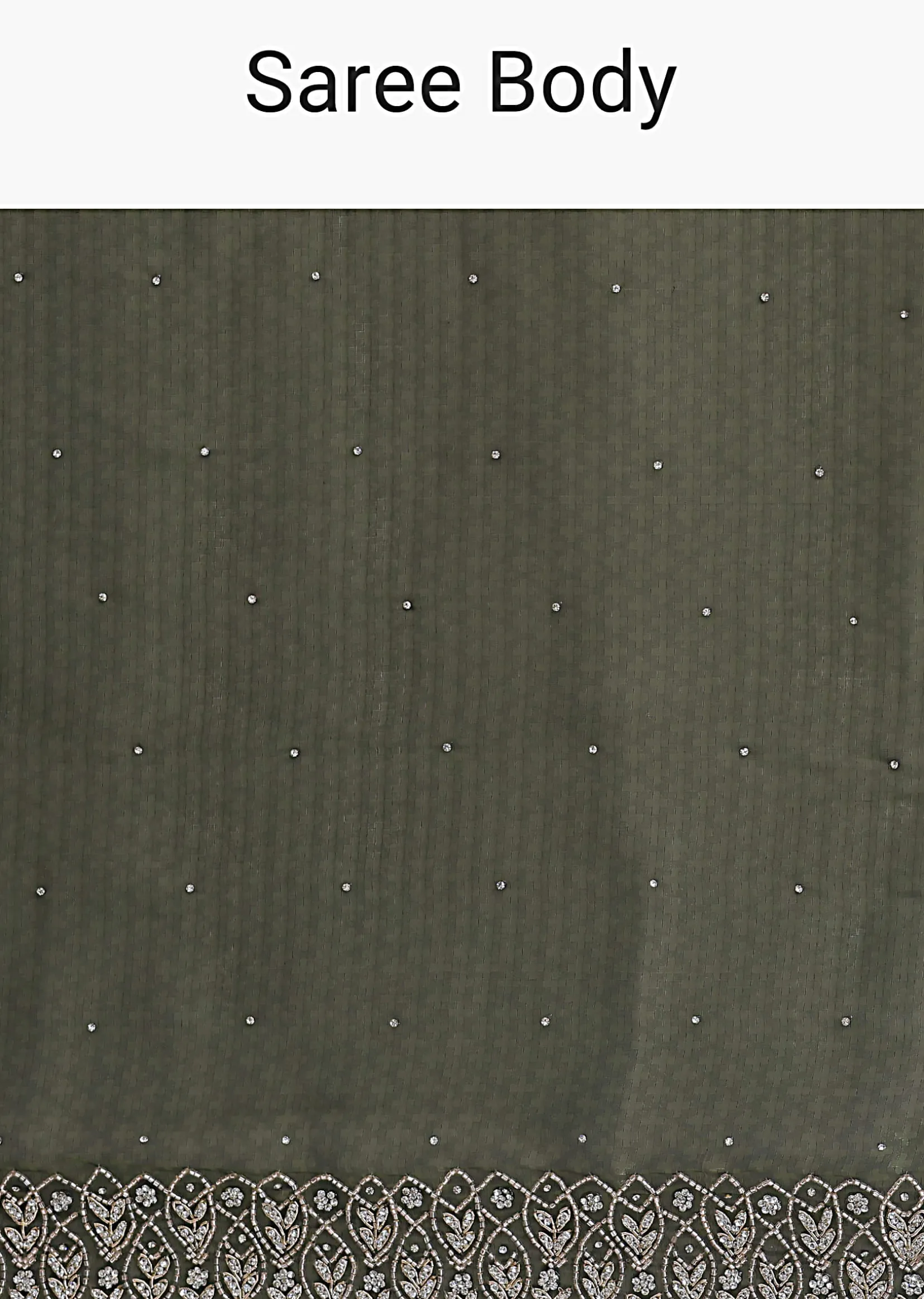 Forest Green Jacquard Saree In Cutdana Embroidery With Unstitched Blouse