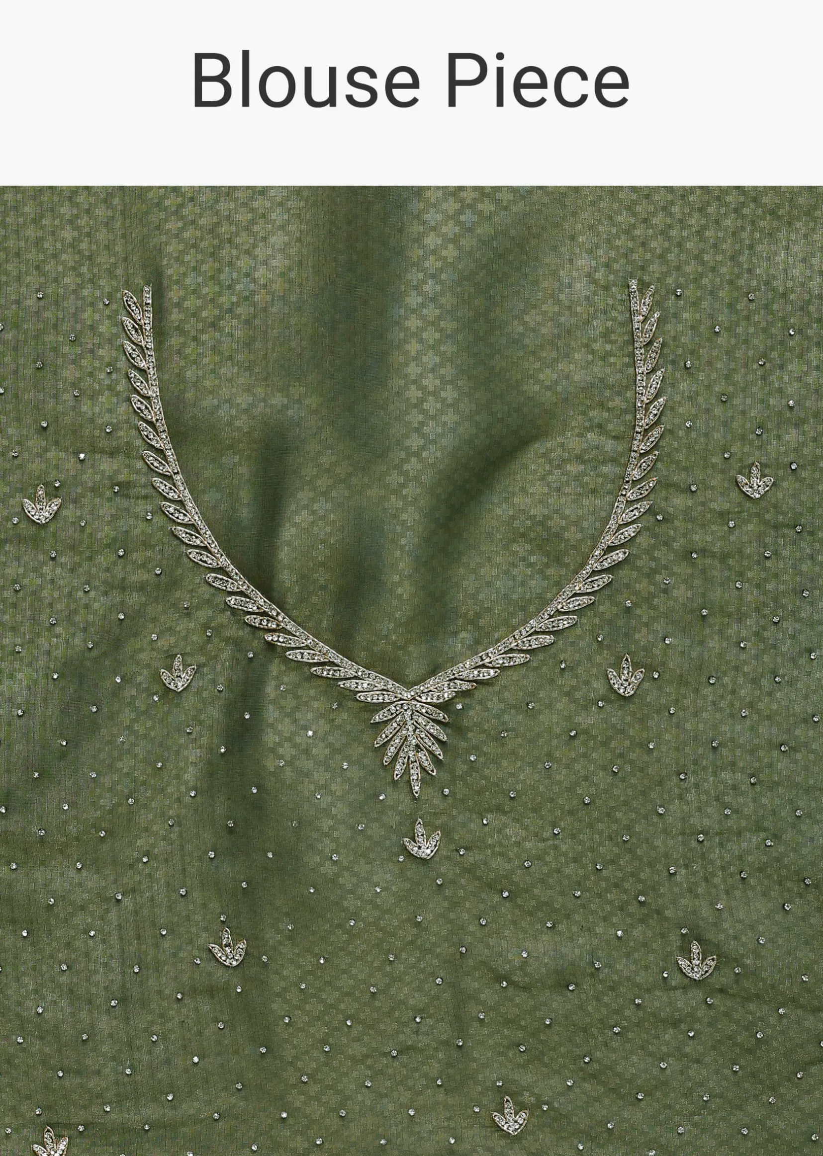 Forest Green Jacquard Saree In Cutdana Embroidery With Unstitched Blouse