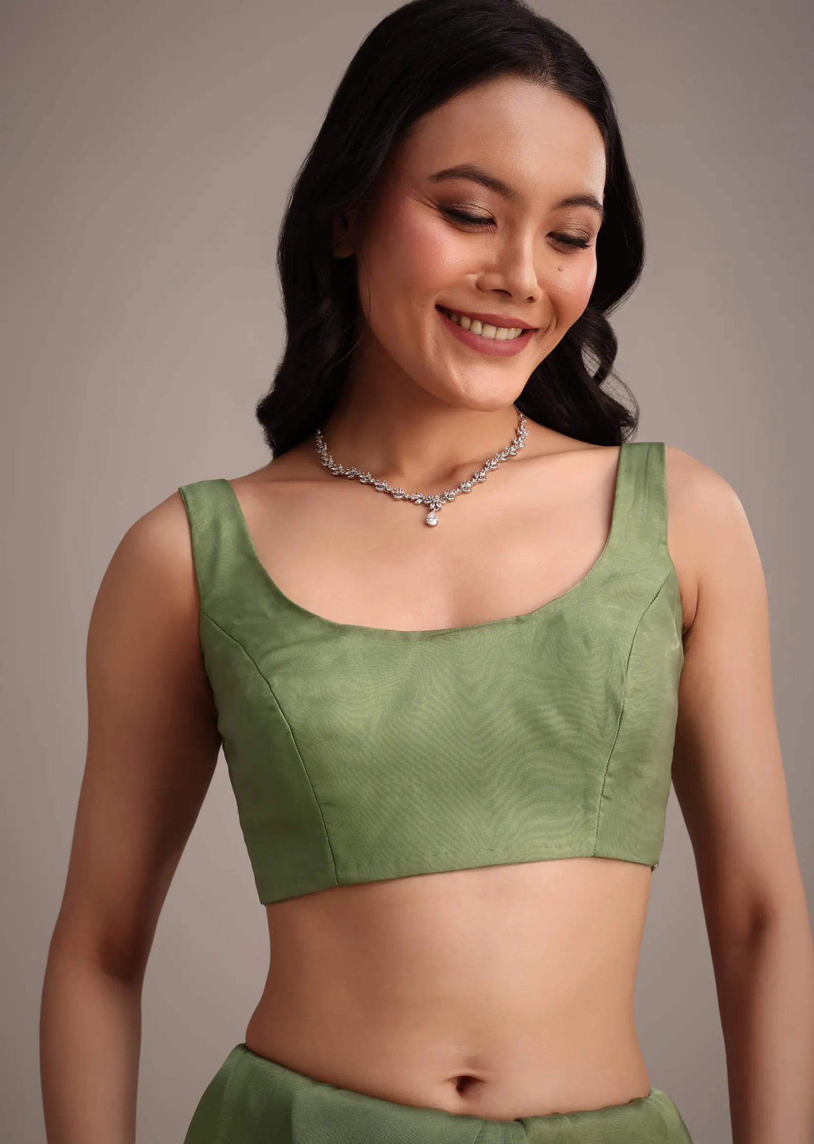Forest Green Soft Organza Saree With Cutdana Sequin Embroidery