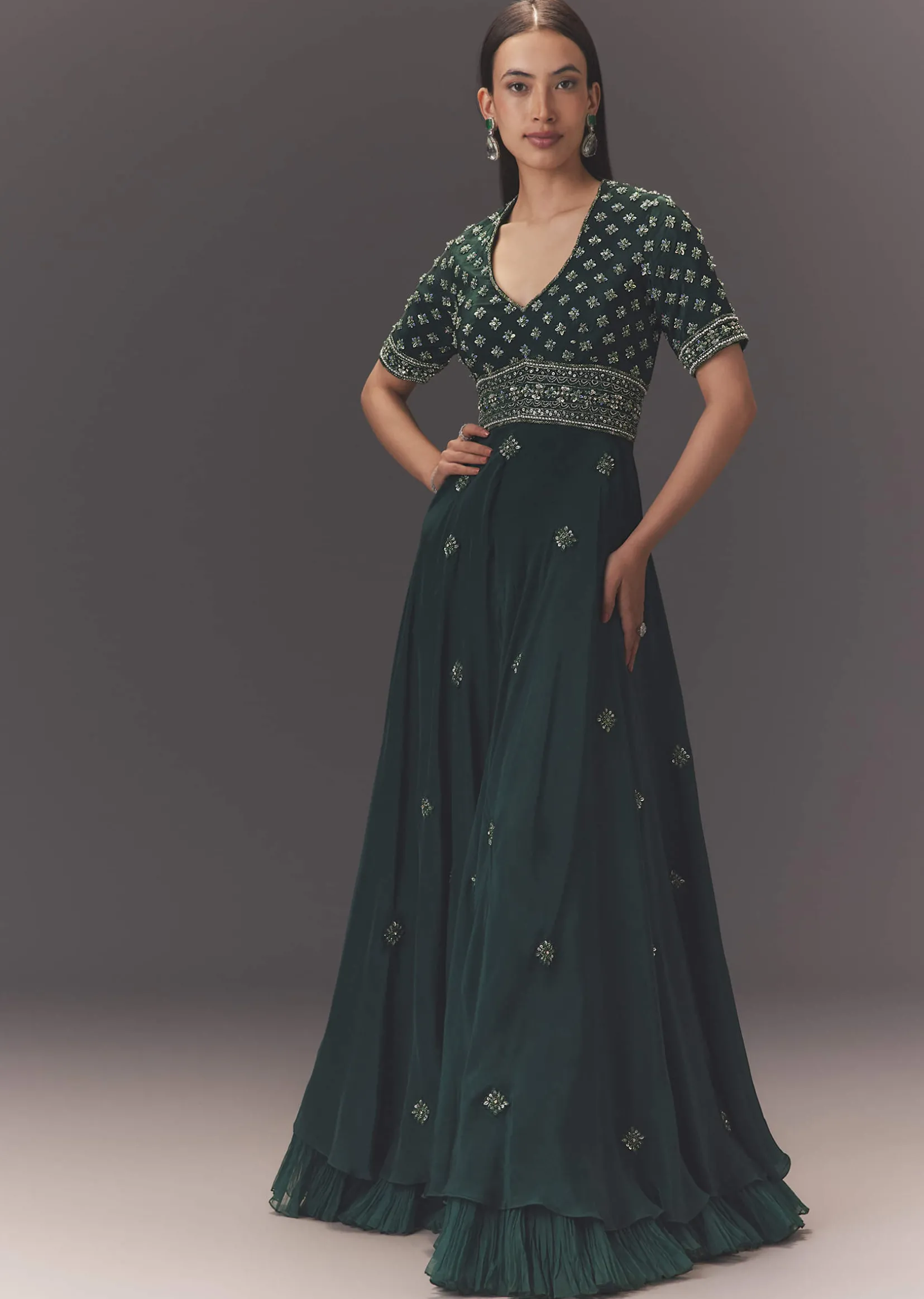 Forest Greenhand Embroidered Double Layer Jumpsuit