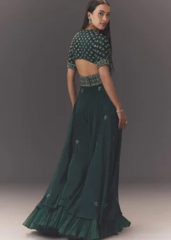 Forest Greenhand Embroidered Double Layer Jumpsuit
