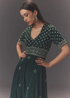 Forest Greenhand Embroidered Double Layer Jumpsuit
