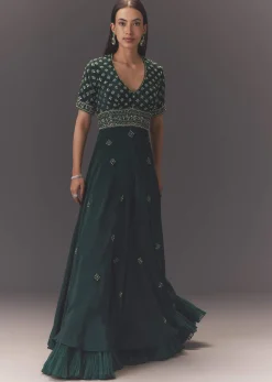 Forest Greenhand Embroidered Double Layer Jumpsuit