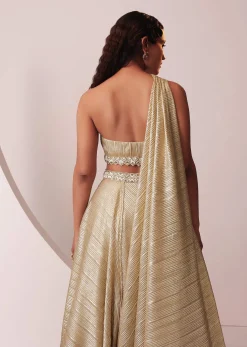 Glam Gold Lehenga Set In In Knit Strechable Fabric