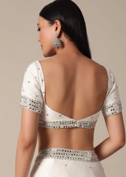 Glamorous White Chinnon Saree With Stone Embellishments