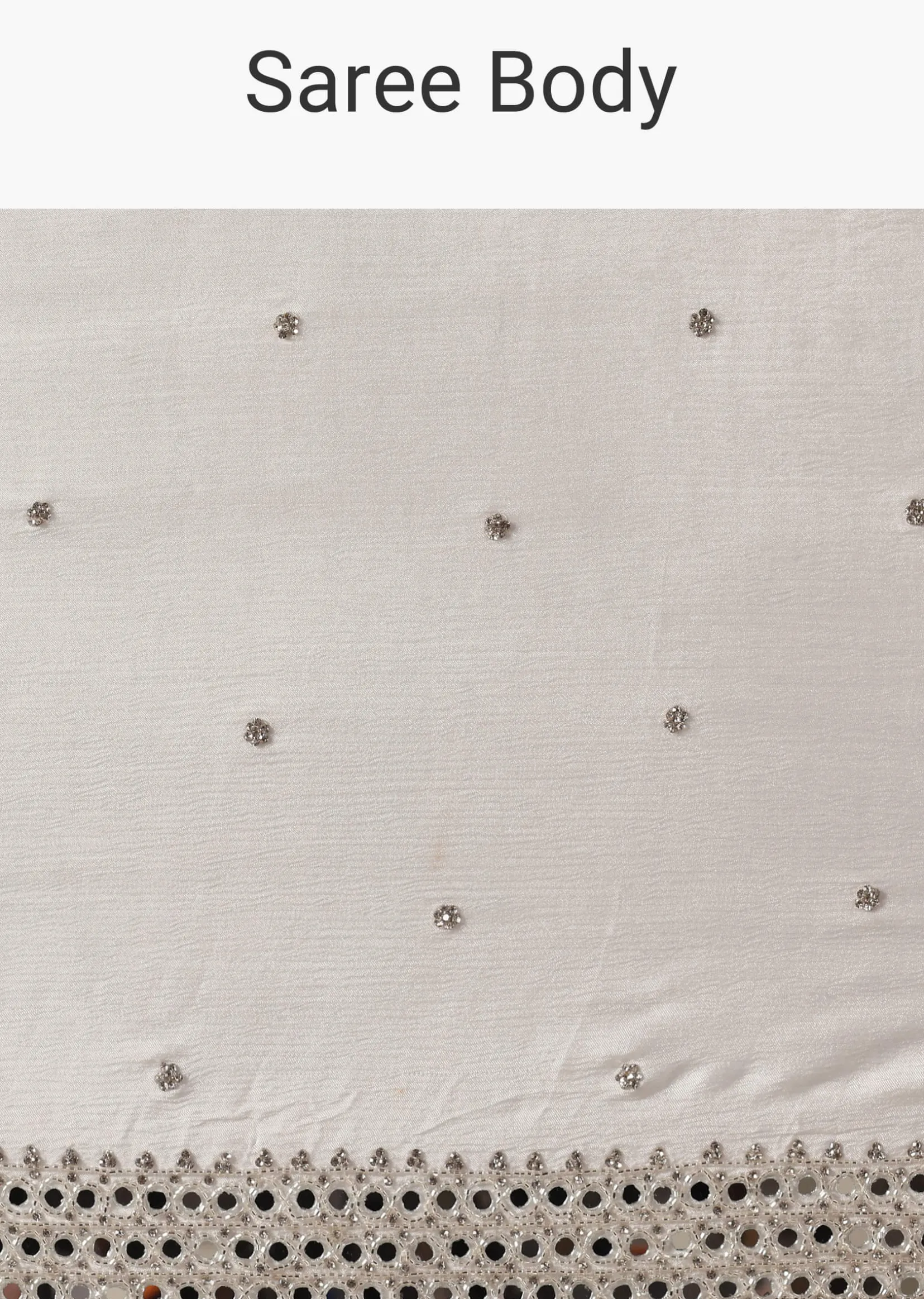 Glamorous White Chinnon Saree With Stone Embellishments