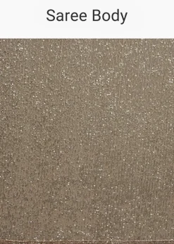 Gold Beige Saree Embellished In Sequins With Fringes On The Pallu And Unstitched Blouse