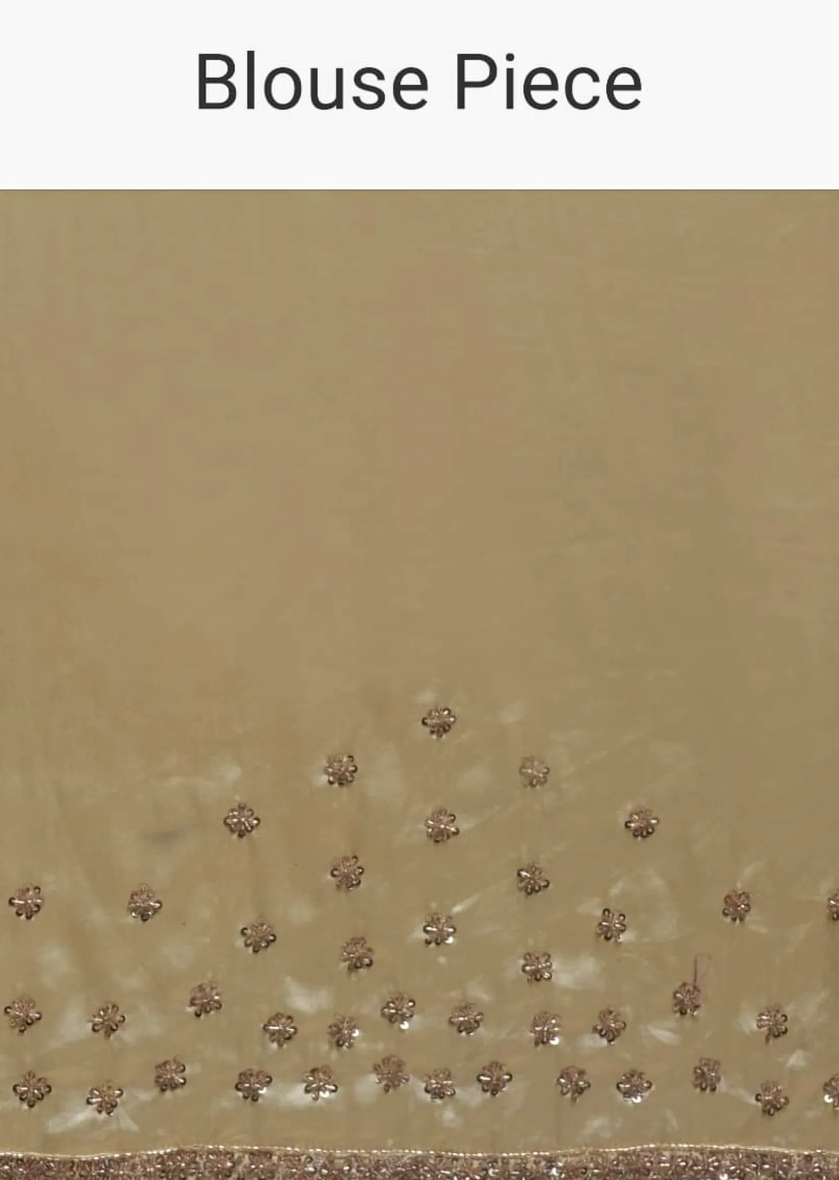 Gold Beige Saree Embellished In Sequins With Fringes On The Pallu And Unstitched Blouse