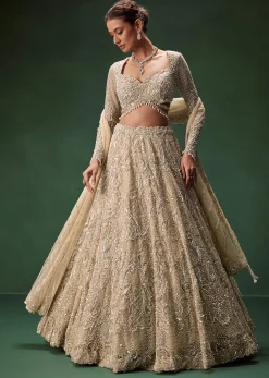 Gold Bridal Lehenga With Heavy Zari And Sequin Detailing