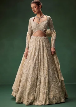 Gold Bridal Lehenga With Heavy Zari And Sequin Detailing