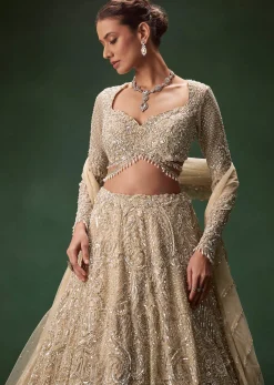 Gold Bridal Lehenga With Heavy Zari And Sequin Detailing
