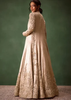 Gold Brocade Jacket And Rushing Skirt Suit