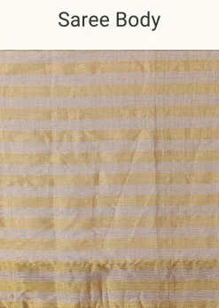Gold Chanderi Tissue Saree With Pipe Finish Stitched Blouse
