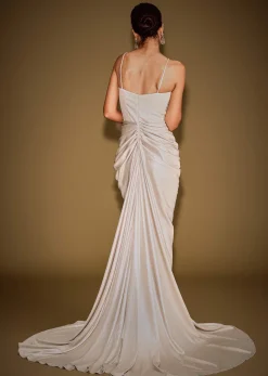 Gold Corset Embellished Gown With Sheer Drape And 3D Floral Detailing