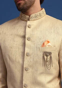 Gold Embroidered Jodhpuri Set with Hand Work