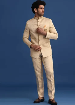 Gold Embroidered Jodhpuri Set with Hand Work