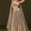 Gold Embroidered Sweetheart Neck Blouse With Lehenga And Choker Dupatta