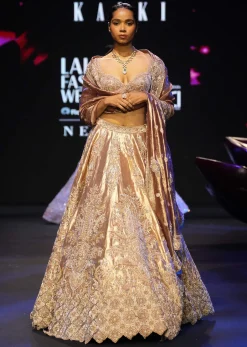 Gold Hand Embroidered Lehenga Set With Zardosi and Gold Sequence Work