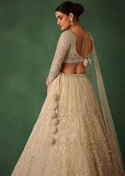 Gold Hand Embroidered Lehenga Set In Raw Silk With Dupatta