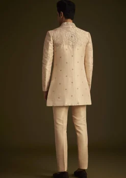 Gold Hand Embroidered Sherwani Set With Intricate Detailing