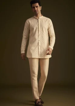 Gold Hand Embroidered Sherwani Set With Intricate Detailing