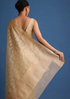 Gold Kota Cotton Resham Embroidered Saree