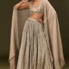 Gold Organza Lehenga Dupatta Set With Embellishments