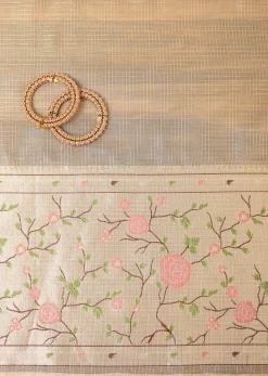 Gold Paithani Woven Silk Dress Material