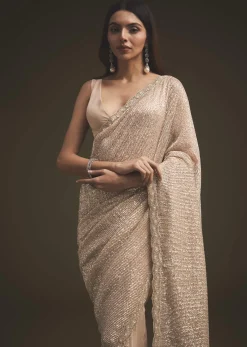 Gold Sequins Saree With An Embellished Border