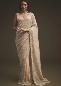 Gold Sequins Saree With An Embellished Border
