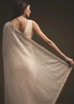 Gold Sequins Saree With An Embellished Border