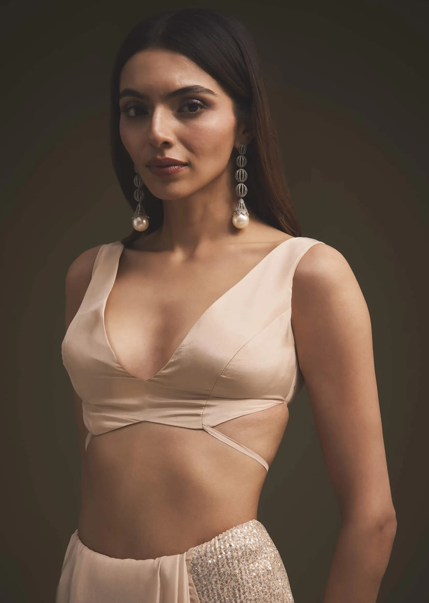 Gold Sequins Saree With An Embellished Border