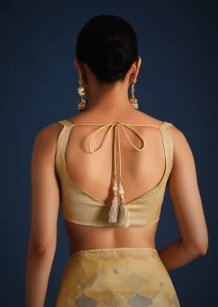 Gold Tissue Chanderi Rangkart Saree with Zardosi Work