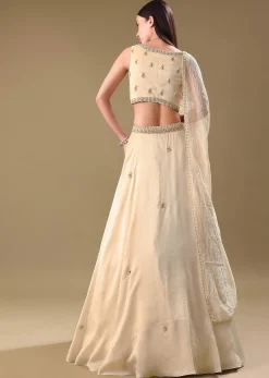 Gold Tissue Lehenga With Hand Embroidered Blouse Set