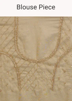 Gold Tissue Saree With Cutdana Sequins And Beads Embroidery