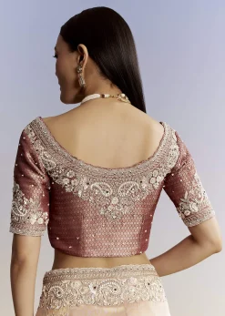 Gold Tissue Saree With Heavy Embroidered Border And Blouse