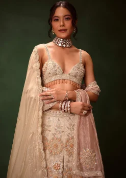 Golden Banarasi Brocade Lehenga Set With Dual Dupattas