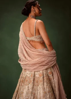 Golden Banarasi Brocade Lehenga Set With Dual Dupattas