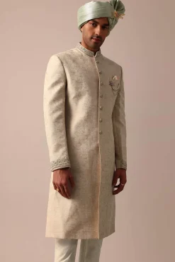Golden Sherwani Set With Exquisite Embroidery Work