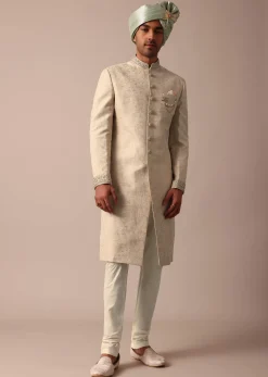 Golden Sherwani Set With Exquisite Embroidery Work