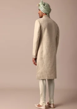 Golden Sherwani Set With Exquisite Embroidery Work