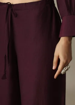 Gorgeous Brown Silk Kurti Set With Beaded Detailing
