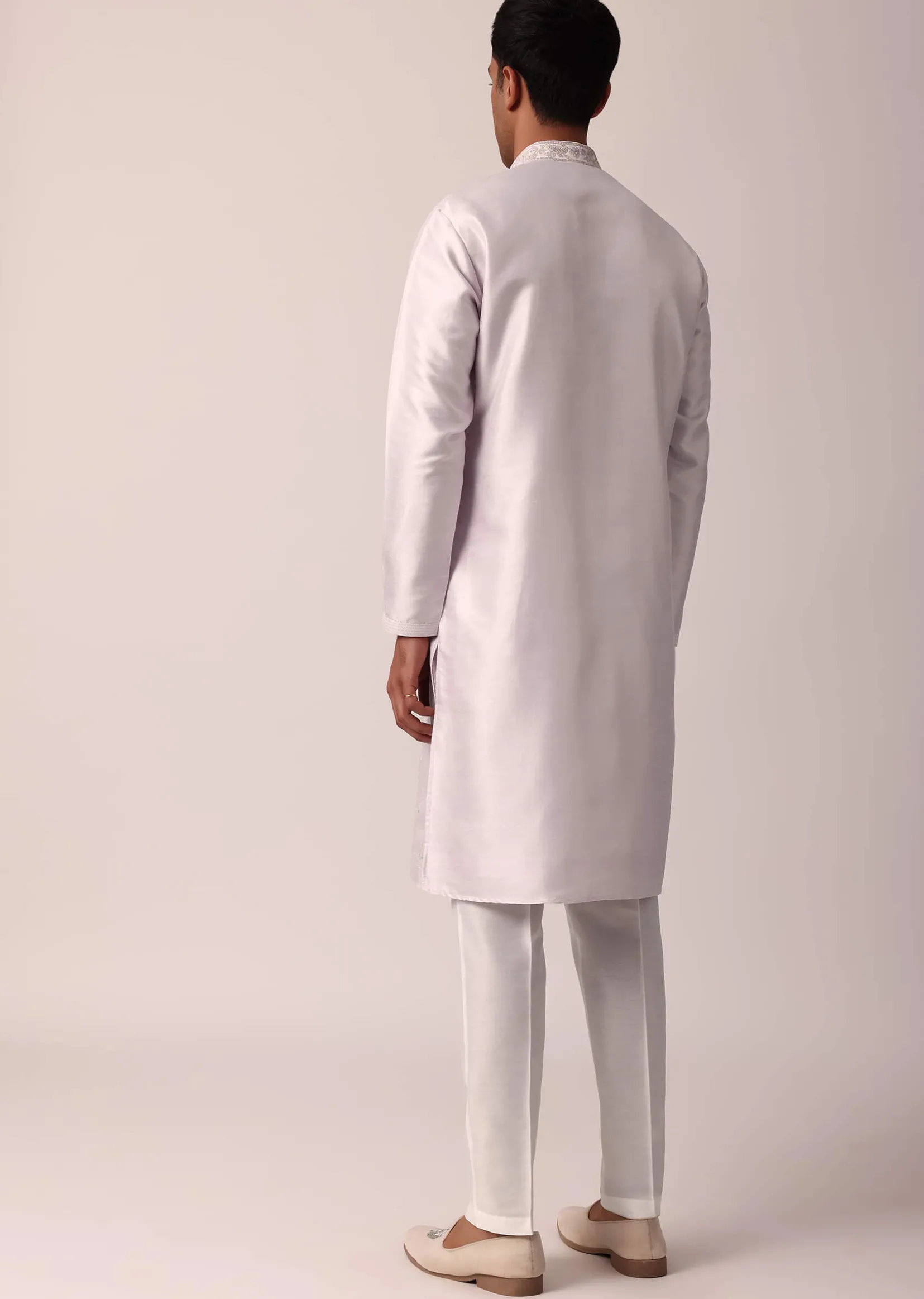 Graceful Pink Silk Kurta Set For Men